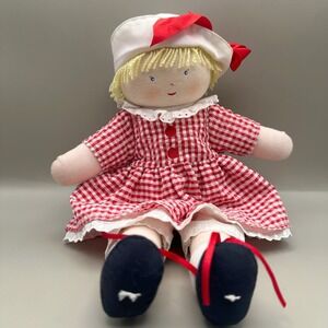 Vintage 1999 Corolle Plush Doll Red Gingham Dress - Funny "Damn It!" Butt Tag